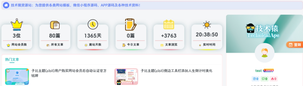 图片[1]-子比主题美化/ 唯美漂亮的文章统计美化-技术猿资源站