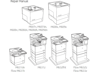 惠普 M607n M607dn M608n M608dn M608dh M609dn M608x M609x M631dn M631h M632h M633fh M631z M632fht M632z M633z 英文维修手册+故障手册