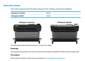 惠普Designjet T730 T830 绘图仪英文维修手册