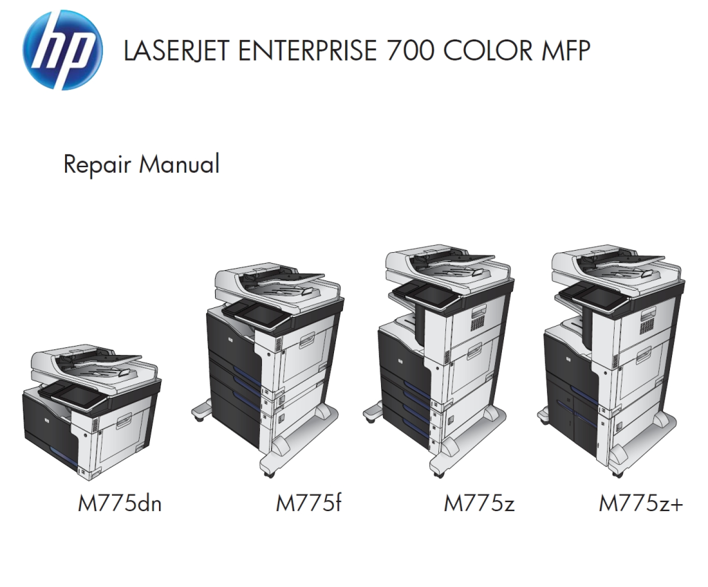 图片[1]-惠普 HP 700 COLOR MFP M775dn M775z M775f M775z+ 彩色激光一体机中英文维修手册与故障排除手册