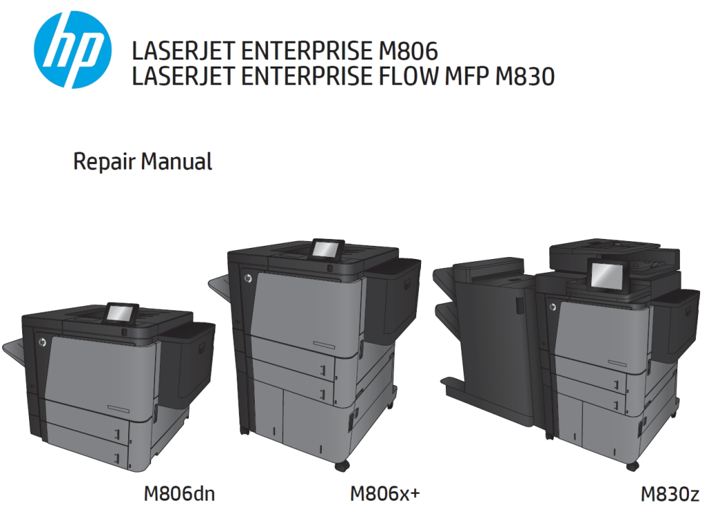 图片[1]-惠普 LaserJet Enterprise M806dn M806x+ M830z 806 830英文维修手册+故障排除手册