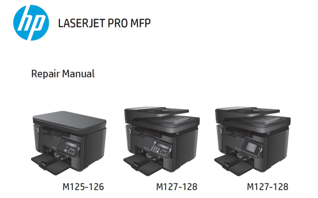 图片[1]-惠普 Laserjet Pro MFP M125 M126 M128 M127 黑白激光打印机中英文维修手册+故障排除手册