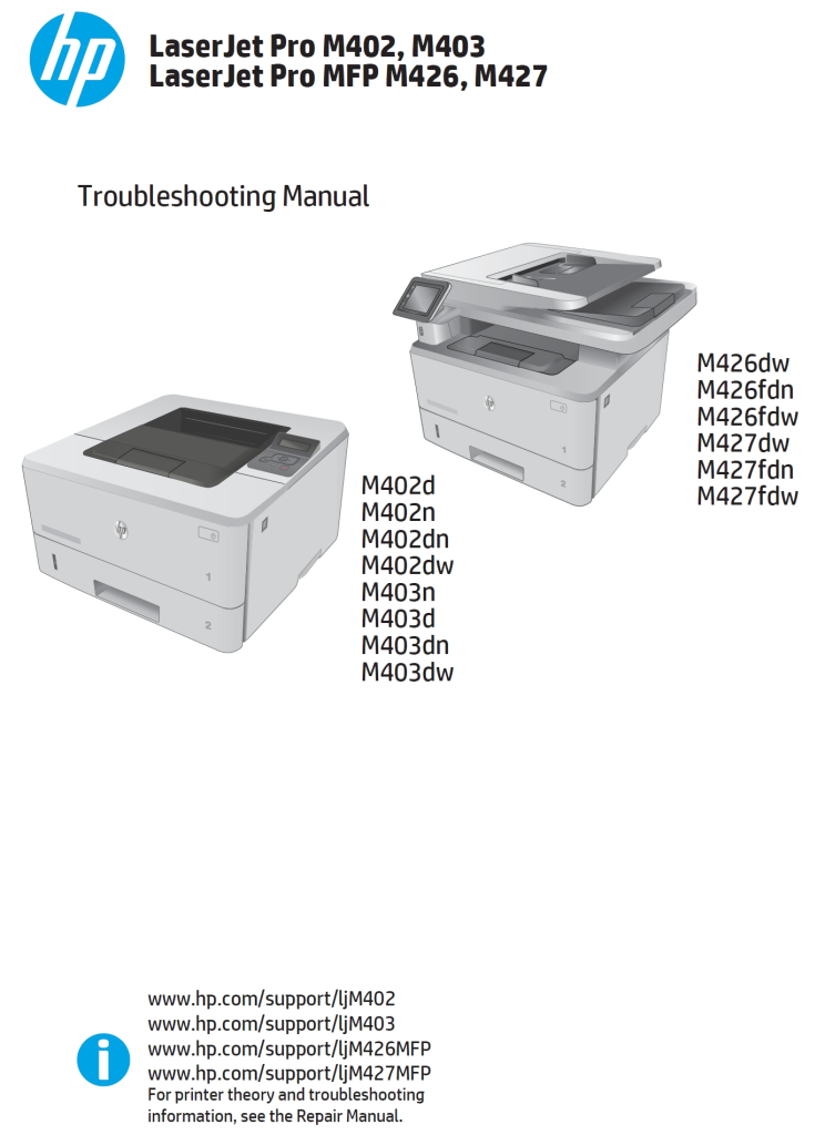 图片[1]-惠普 M402d M402n M402dn M402dw M403n M403d M403dn M403dw M426dw M426fdn M426fdw M427dw M427fdn M427fdw中英文维修手册