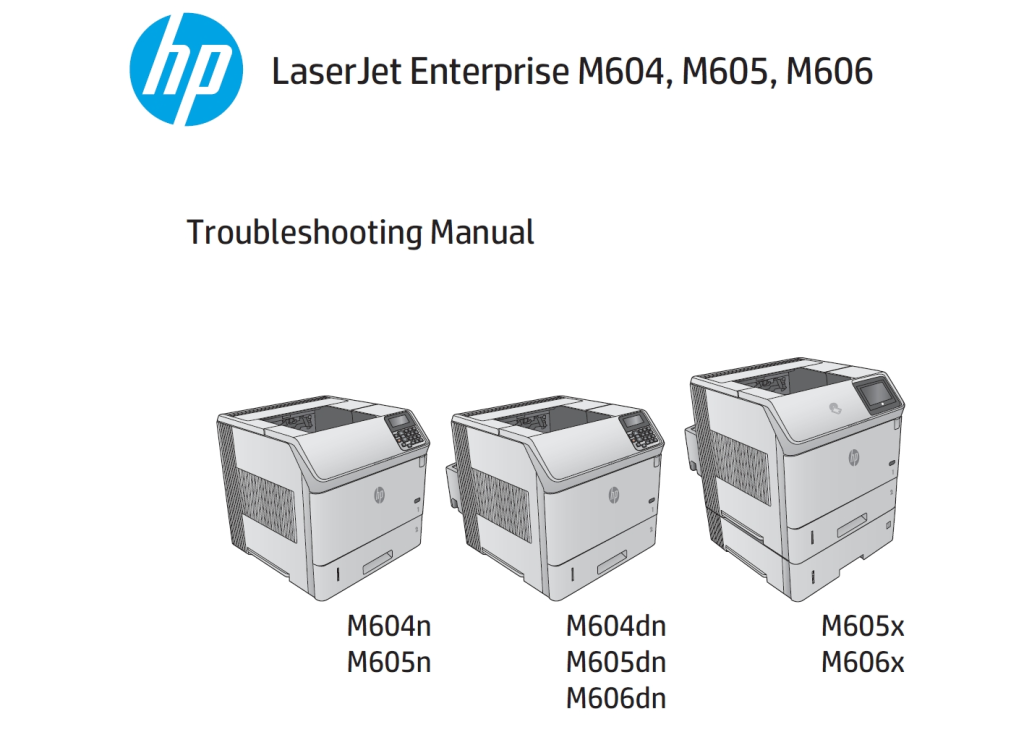 图片[1]-惠普 M604n M604dn M605n M605dn M605x M606dn M606x 黑白激光打印机英文维修手册+故障排除手册