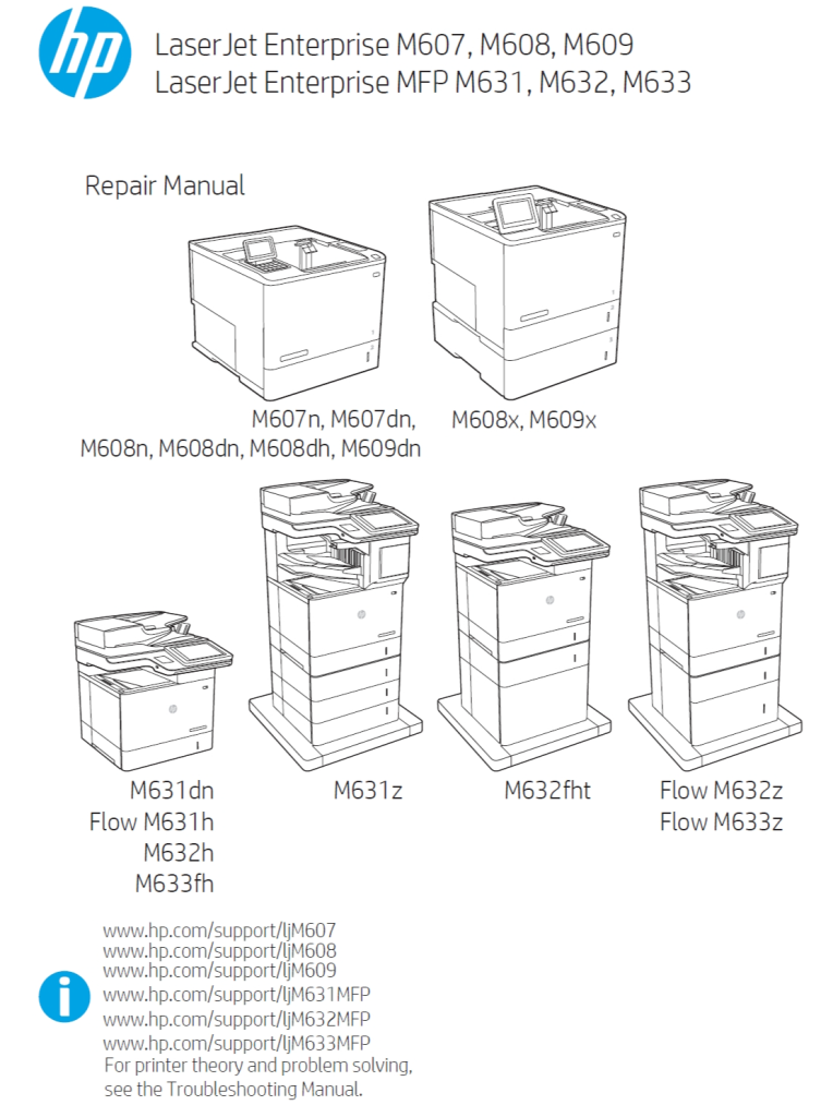 图片[1]-惠普 M607n M607dn M608n M608dn M608dh M609dn M608x M609x M631dn M631h M632h M633fh M631z M632fht M632z M633z 英文维修手册+故障手册