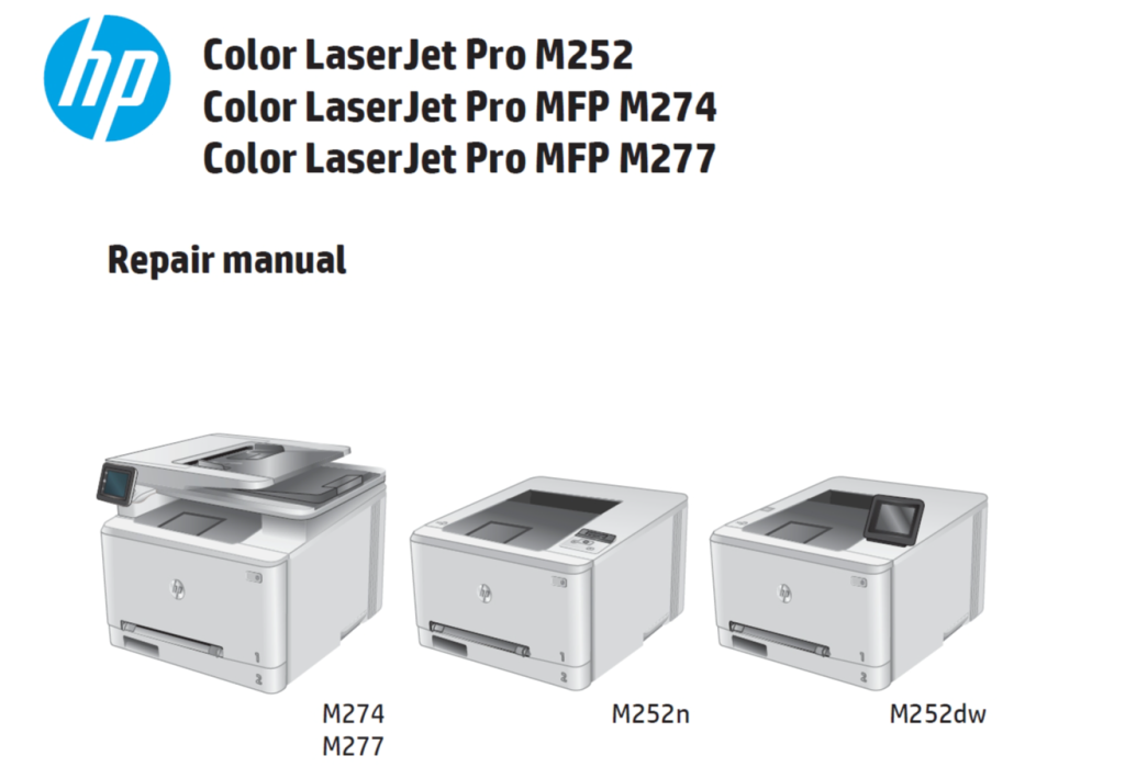 图片[1]-惠普Color Laserjet Pro M252 MFP M274 277 彩色激光机 维修手册 拆机手册 中/英文版