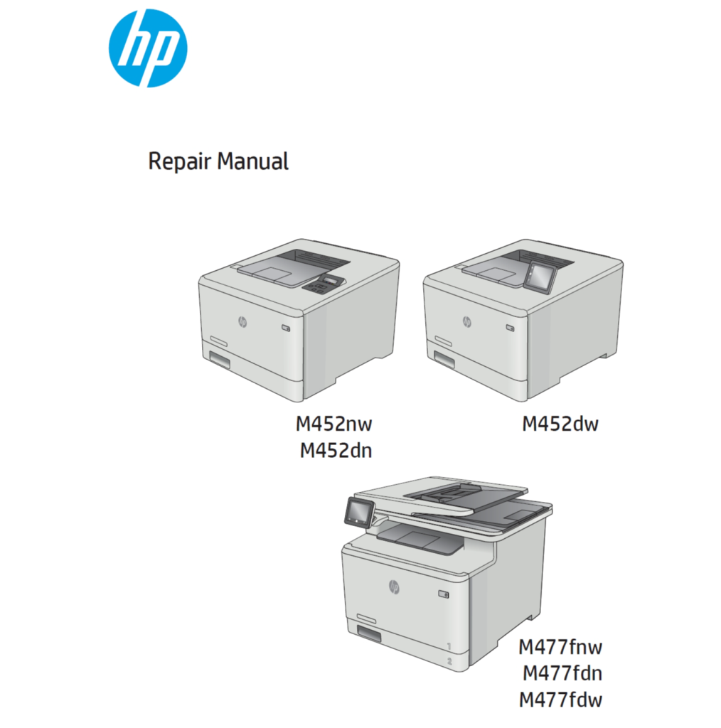 图片[1]-惠普Color Laserjet Pro M452nw M452dw M452dn M477fnw M477fdw M477fdn中英文维修手册+故障手册