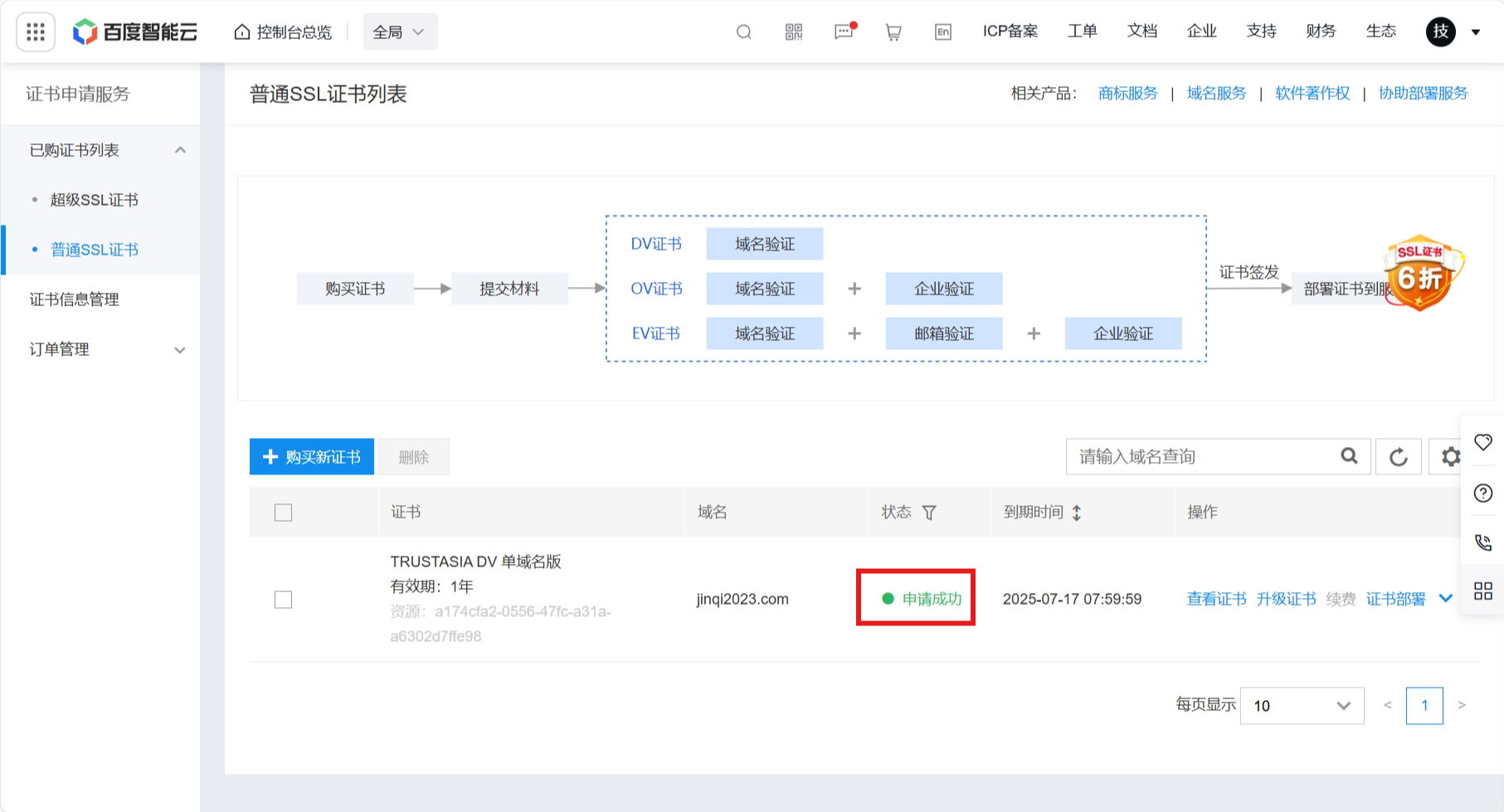 图片[11]-百度智能云 一年期TrustAsia免费SSL安全证书
