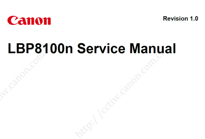 佳能  LBP 8100n 黑白激光打印机英文维修手册