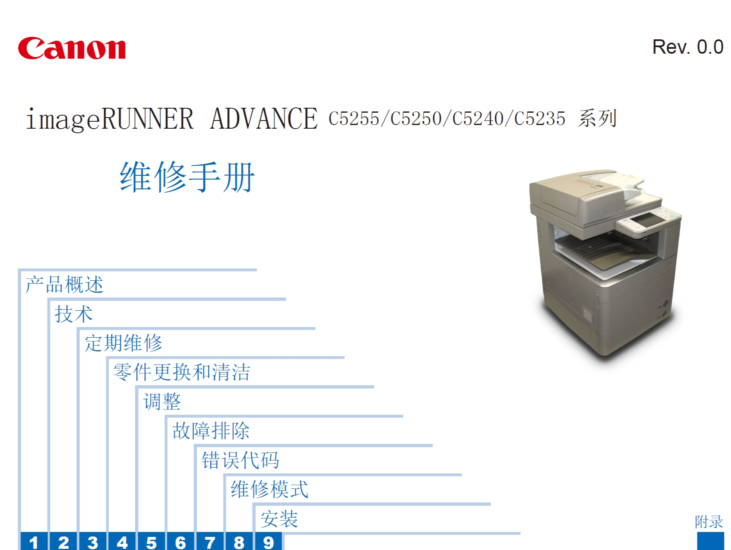 佳能 IR ADV C5255 C5250 C5240 C5235系列维修手册中文版+零件手册-技术猿资源站