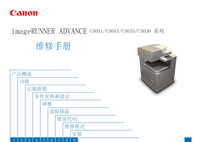 佳能 IR ADV C5051 C5045 C5035 C5030 彩色复印机 维修手册