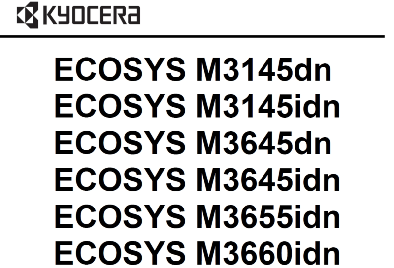 京瓷 ECOSYS M3145dn M3645dn M3145idn M3645idn M3655idn M3660idn 黑白激光打印机中文维修手册+零件手册-技术猿资源站