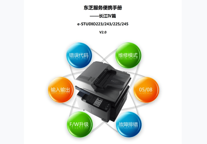东芝 e-STUDIO 223 243 225 245 复印机中文便携维修代码手册+服务代码手册