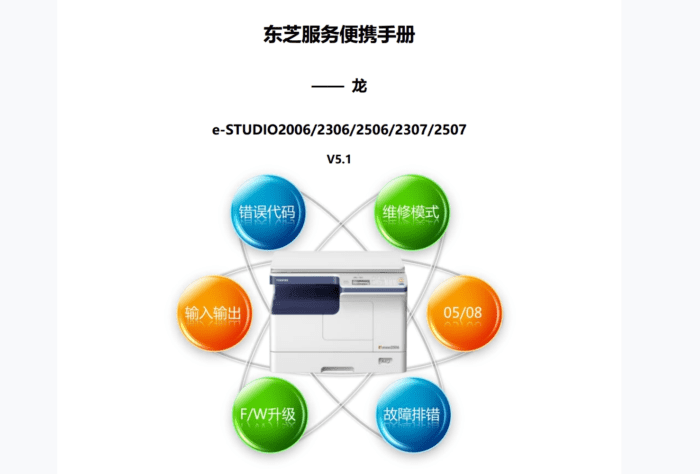 东芝 e-STUDIO 2006 2306 2506 2307 2507 复印机中文服务便携维修代码手册