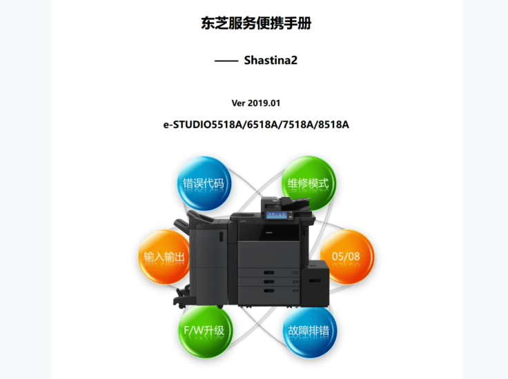 东芝 e-STUDIO 5518A 6518A 7518A 8518A 复印机中文便携维修代码手册-技术猿资源站