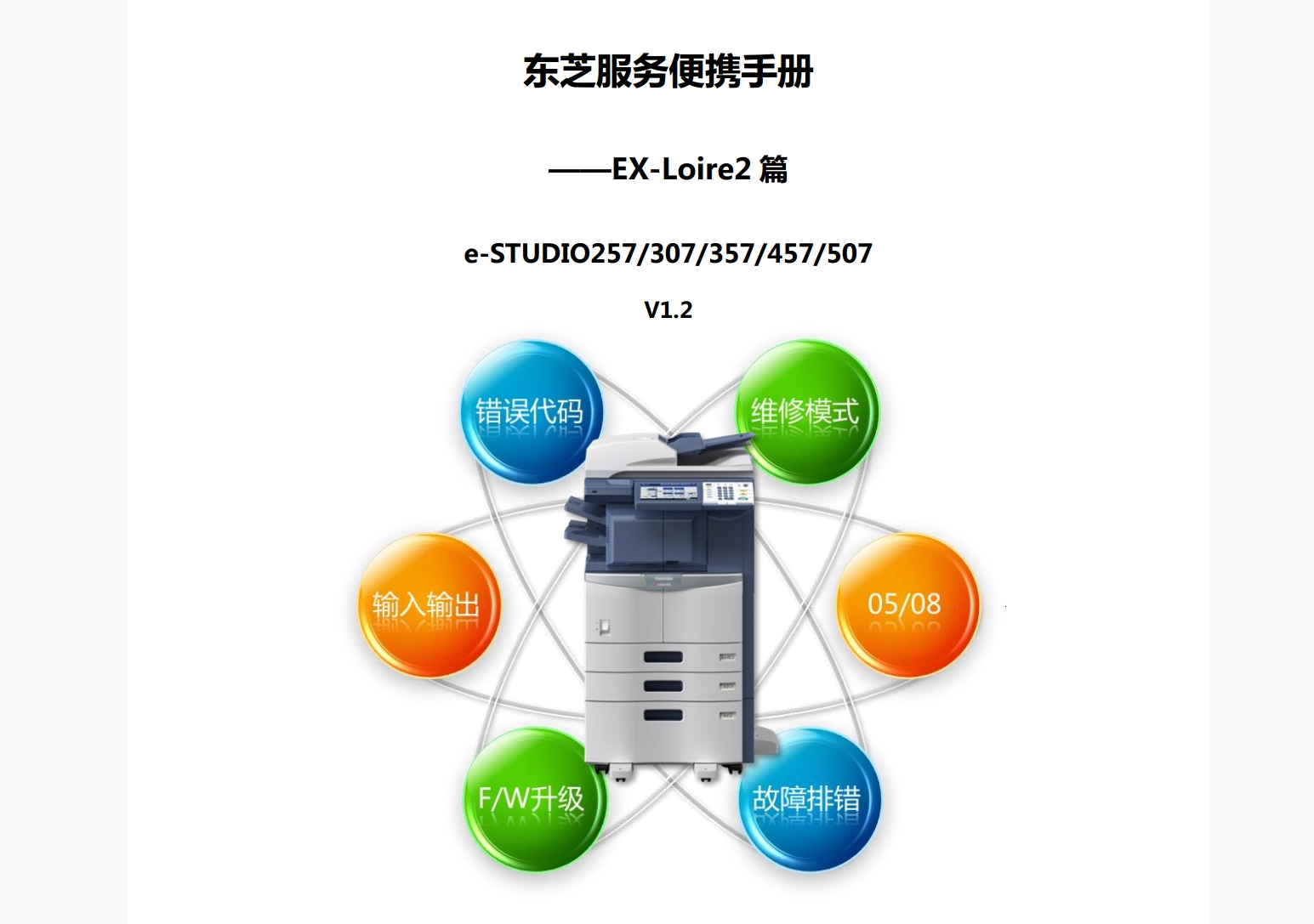 东芝 TOSHIBA 257 307 357 457 507 黑白复印机中文便携维修代码手册