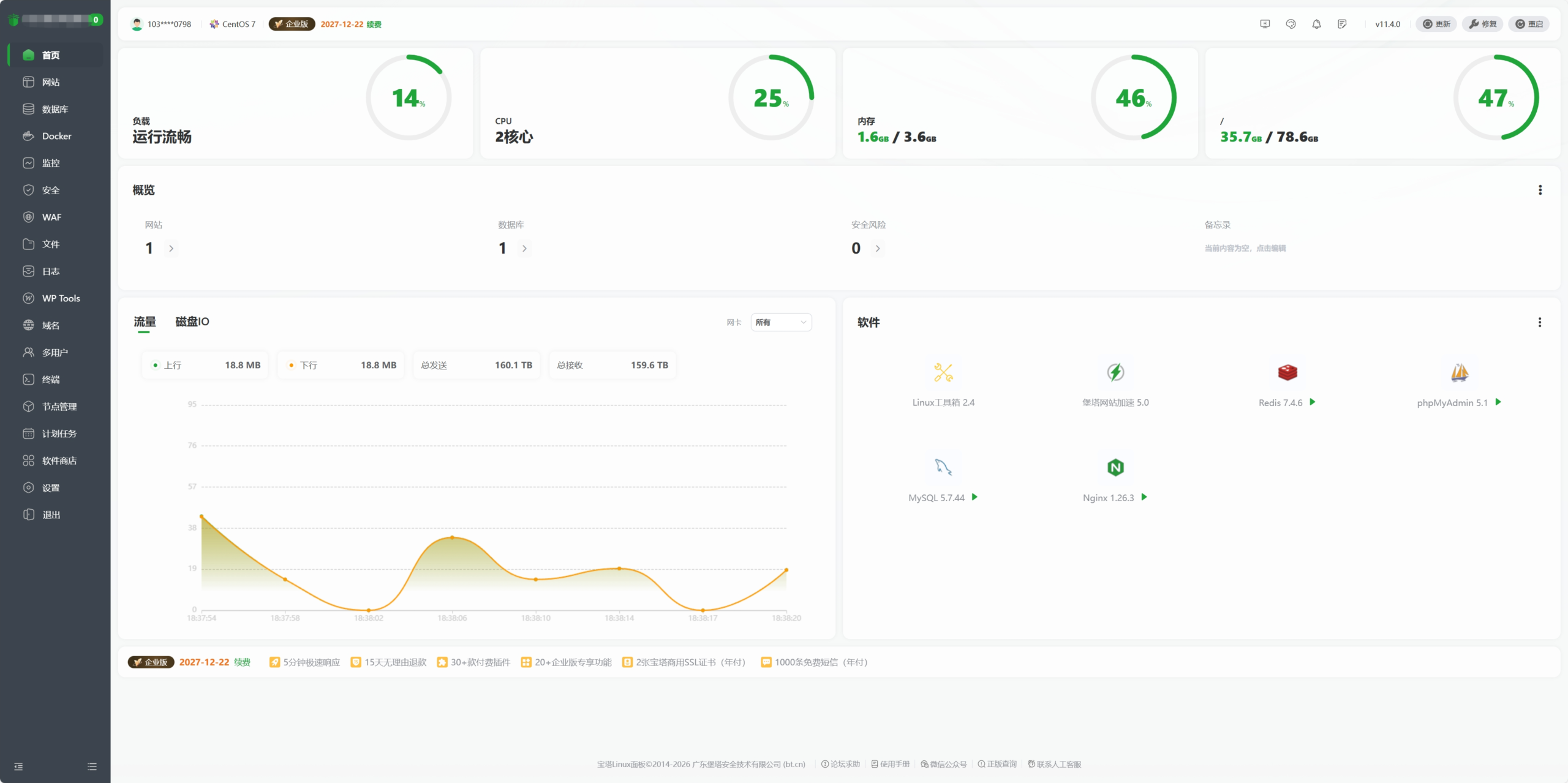 图片[1]-宝塔Linux面板11.4.0企业版开心版支持最新升级【一键脚本】